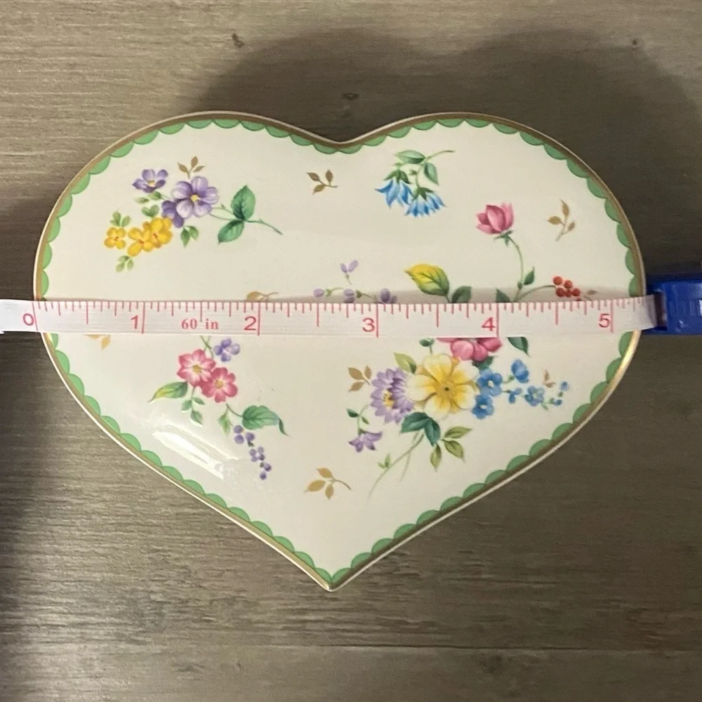 Vintage Garden Delight by Christopher Stuart Heart Shaped Bone China Trinket Box